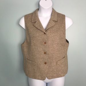 JHC Tan Wool Blend Herringbone Vest